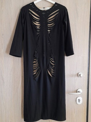 Black dress with beige lining and cutouts by Zero Waist Daniel