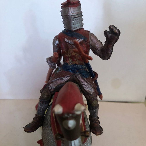 Papo figure knight with horse used, old toy