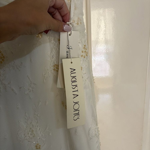 Augusta Jones wedding dress size 16, ivory lace with gold details