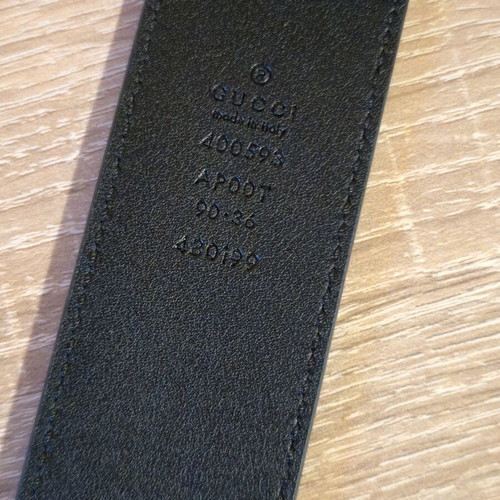 Gucci original women's leather belt, black logo, size 90cm