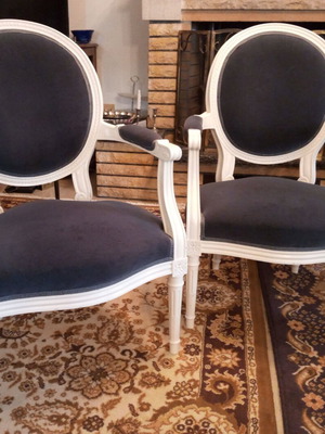 Πολυθρόνες μεταχειρισμένες με μπλε βελούδο, σετ 2 τεμαχίων