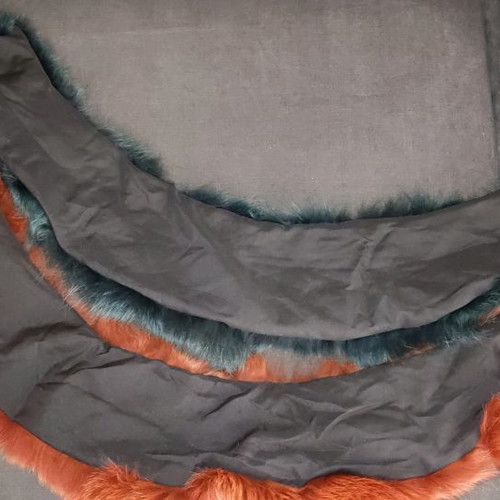 Fur collar scarves used, set of 2, brown and green shades