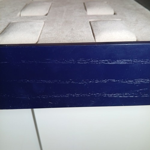 Luxury watch organizers set of 2, navy blue wood and beige suede