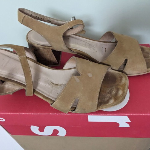 Wonders women's sandals used, leather, Spanish, size 38, beige brown