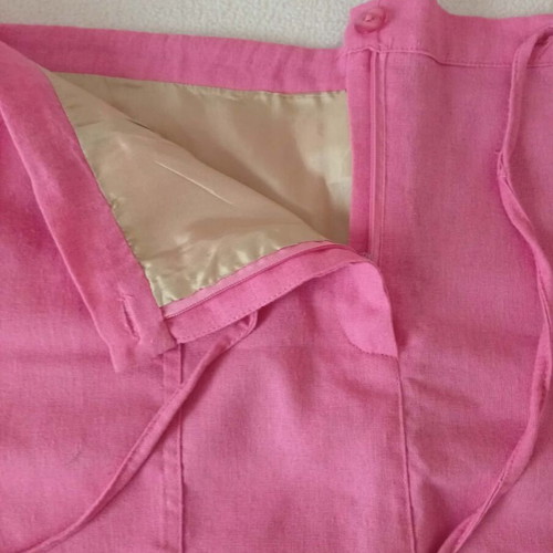 Linen midi skirt in fuchsia dark pink, like new, size L