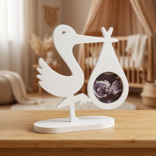 Stork-shaped photo frame for baby ultrasound
