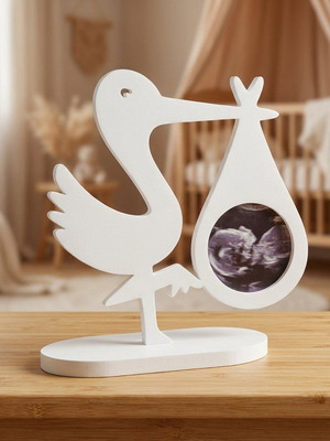 Stork-shaped photo frame for baby ultrasound