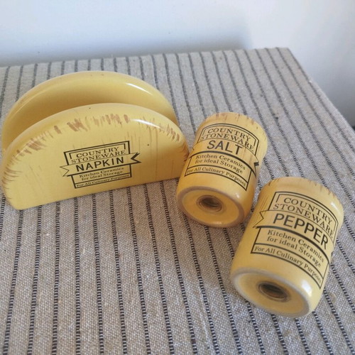 Salt and pepper set with napkin holder used