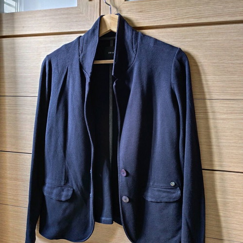 Blue jacket like sweatshirt used with two buttons