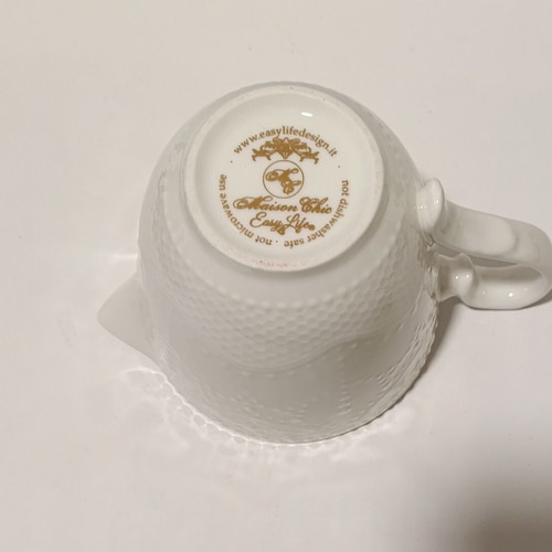 Easy Life porcelain milk jug and sugar bowl set 250ml new with gold trim