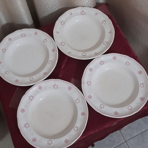 Longchamp vintage deep plates set of 4, floral design