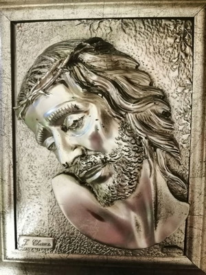 Italian framed sterling silver relief picture 925 used