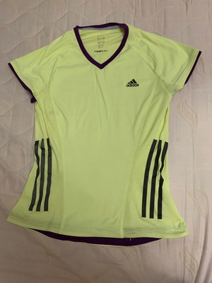 Adidas sports shirt used, yellow multicolor, size S