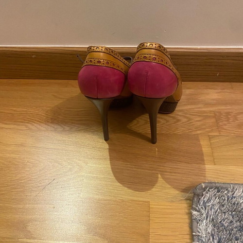Peep Toe Schutz shoes used, 9cm heel, multicolor, size 38