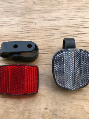 Αντανακλαστικά ποδηλάτου μπρος-πίσω καινούργια με πλαστικές βάσεις (ζευγάρι)