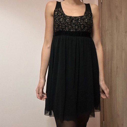 Rinascimento evening dress like new, black with gold details