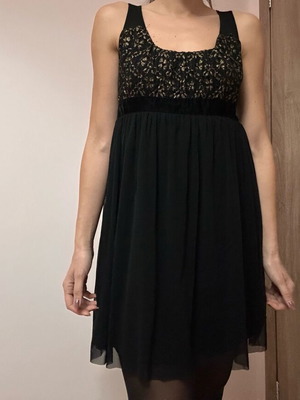 Rinascimento evening dress like new, black with gold details