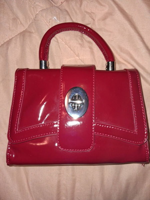 Mini patent leather handbag burgundy red like new