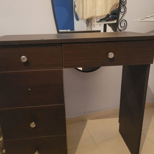 Desk used with 5 drawers, brown, 80x80x35 cm