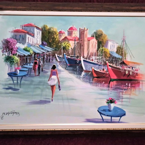 Painting N. Krideras Volta sto Nisi like new with frame