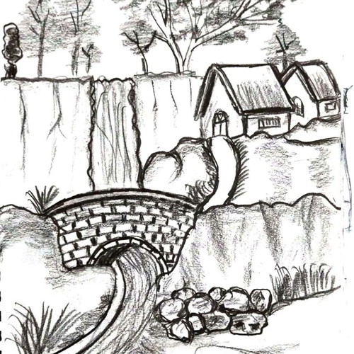 Pencil Drawing Handcrafted Gallery Edition 14x21 cm