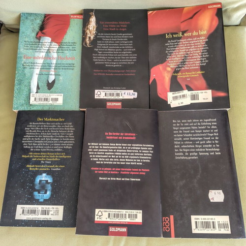Six German novels like new, crime and fantasy