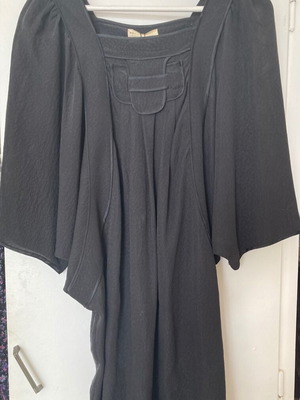 rutzou silk dress Rutzou Silk Anthropology Black Slip Dress ilet flowers 34" chest Sz Med