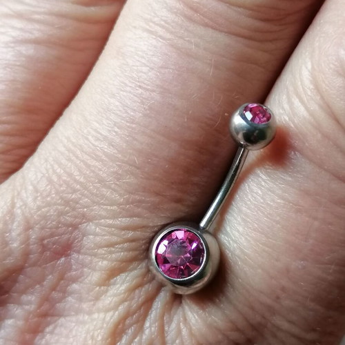 Navel piercing new surgical steel with pink zirconia