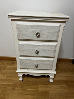 Wooden nightstand with mirror and lamp like new