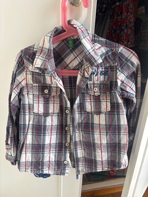 Benetton shirt like new, size 92 cm, blue and gray