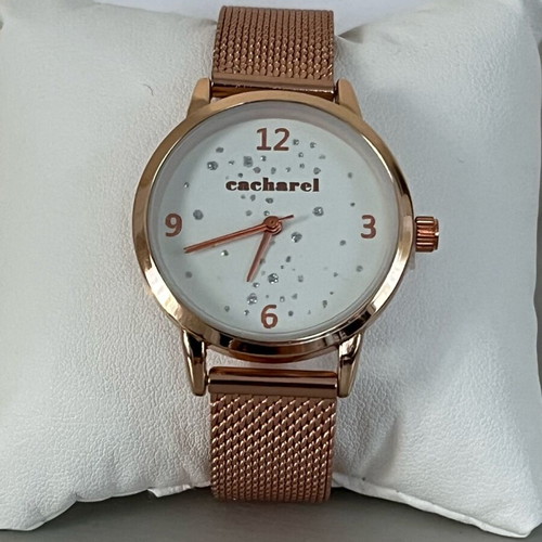 Cacharel women's watch new, beige pink, stainless steel