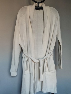 Mango long knit cardigan, off-white, size EUR XL (USA L)
