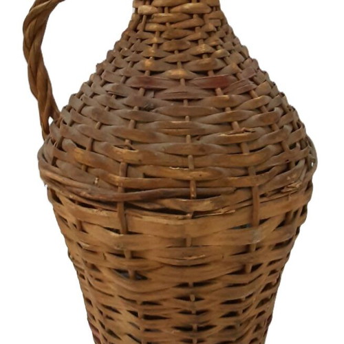 Vintage Demijohn 1940s–1950s Glass and Rattan 5 Liters Used