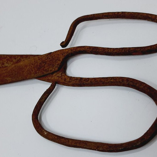 Hand Forged Antique Iron Scissors used, industrial rustic style, 23 cm