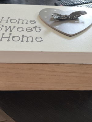 Ξύλινο διακοσμητικό κουτί κοσμημάτων Home Sweet Home σαν καινούργιο, γκρι μπεζ
