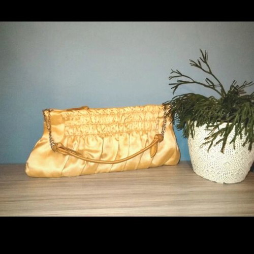 Gold satin handbag new