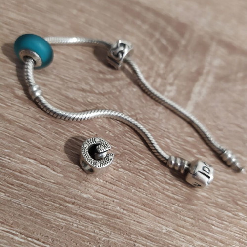Pandora 925 Silver Chain Set with 3 Charms used
