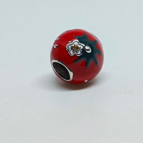 Silver Charm 925 Strawberry with Enamel and Zirconia like new