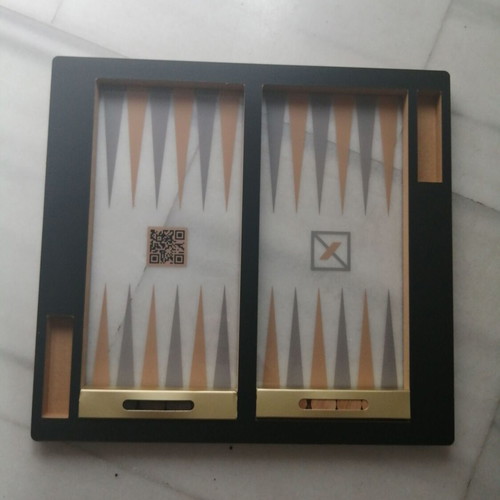 Backgammon board new plexiglass with wooden pieces 43x39