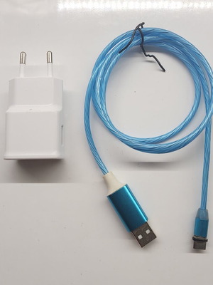 Charger with detachable Type-C cable, like new, lights when charging