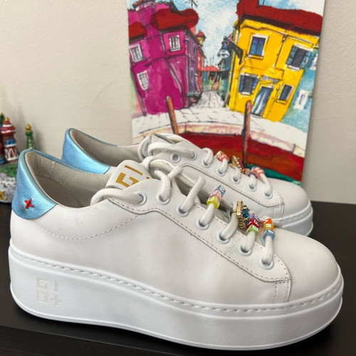 Gio+ women's sneakers new, white size 36 with stones and beads