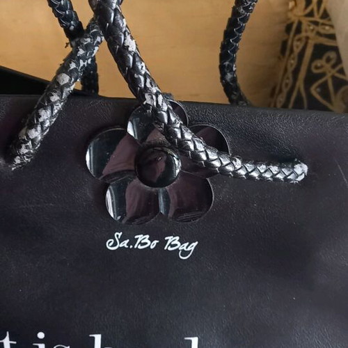 Le Pandorine large hand bag used, black-blue