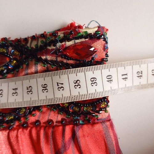 Vintage pleated skirt with embroidered beads size L used, colorful