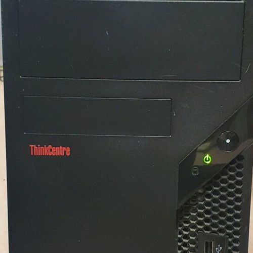 Lenovo desktop computer used with Windows 10, monitor, keyboard, and mouse