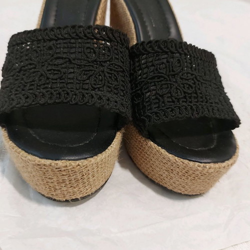Platform sandals with knitted band black, comfortable, size 40