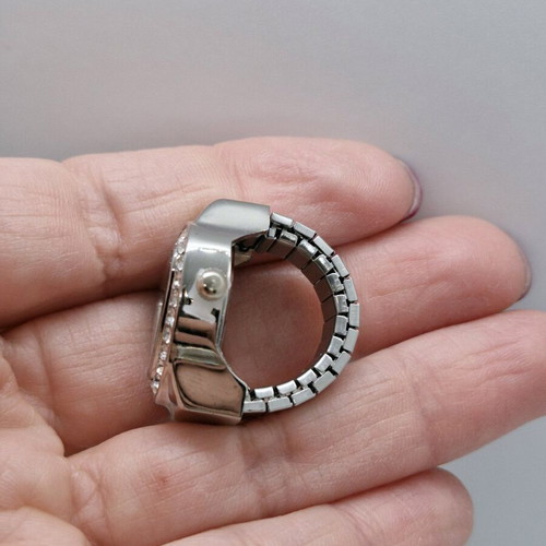 Steel ring watch new, white silver