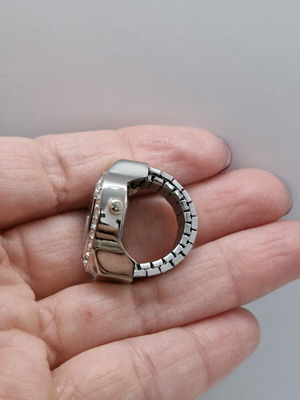 Steel ring watch new, white silver