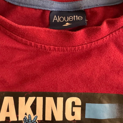 Alouette long-sleeve shirt like new, red and black, size 146-152 cm