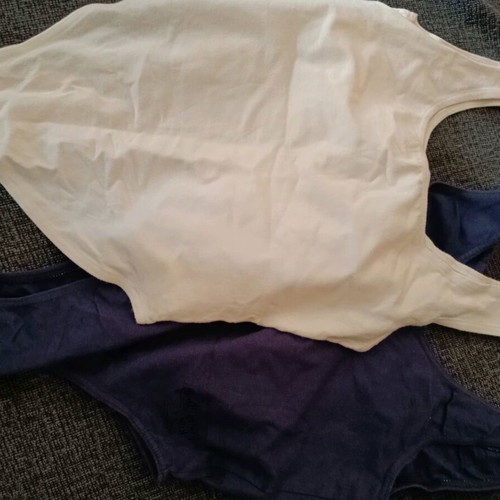 Elastic bodysuits like new, white and blue, size medium