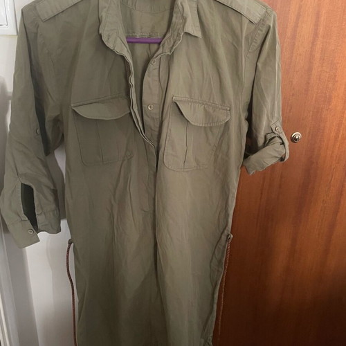 Zara cotton dress like new, size S, khaki with belt